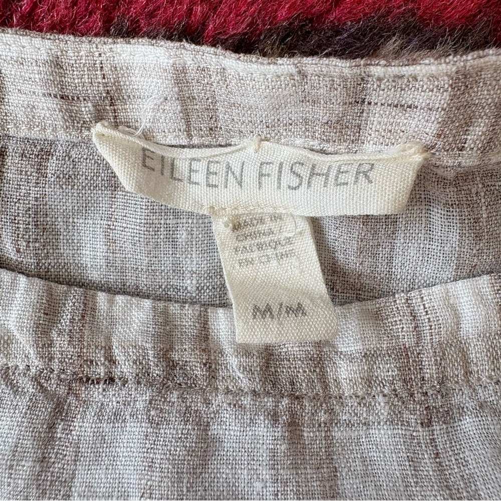 EUC Eileen fisher 100% linen gingham boxy top size medium - Picture 2 of 9